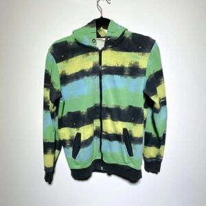 H&M Boys Green, Black, and Yellow Zip Hoodie Size S